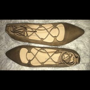Lace up pointed flats